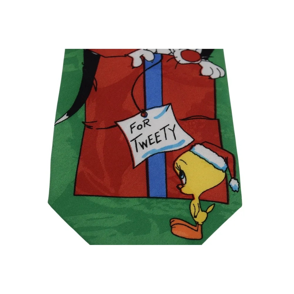 Vintage Looney Tunes Christmas Necktie Taz‎ Bugs Bunny Sylvester Tie